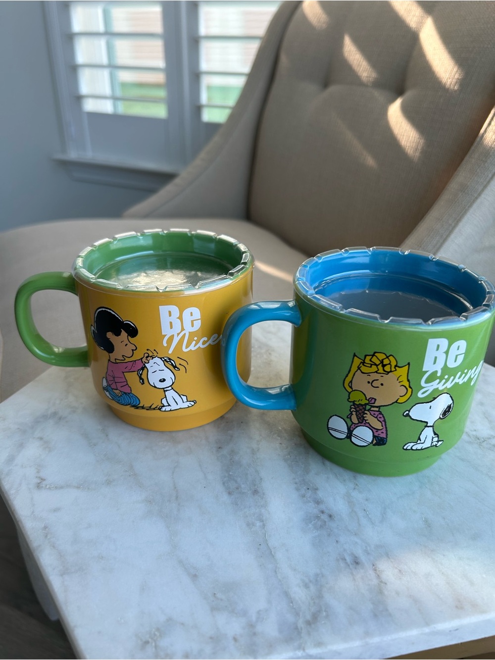 Peanuts Charlie Brown  Yellow & Green Ceramic Mug Set